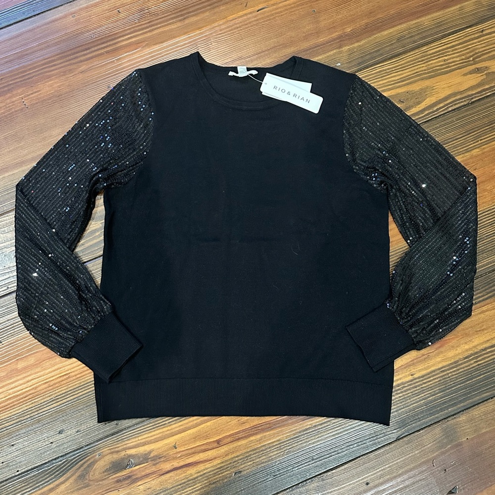 Rio & Rian Sequined Sleeve Sweater